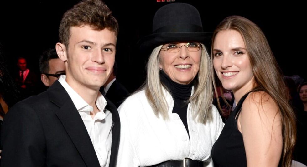 Diane Keaton posing with daughter Dexter and son Duke.