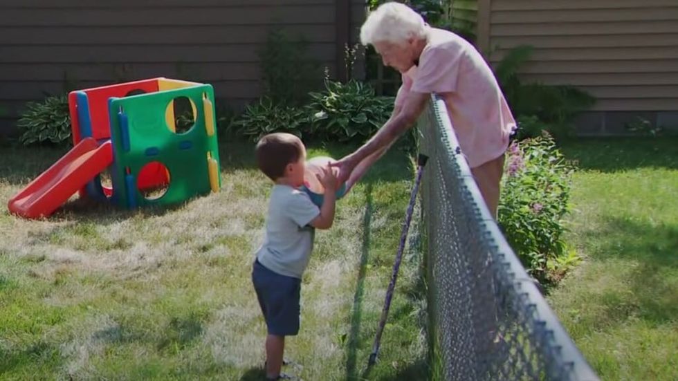 unlikely friendship between old woman and toddler