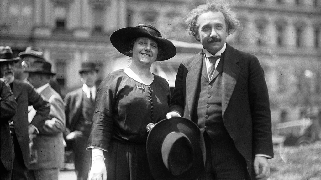 Albert Einstein with wife Elsa, courtesy of the Library of Congress