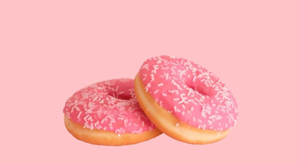 donuts on pink background