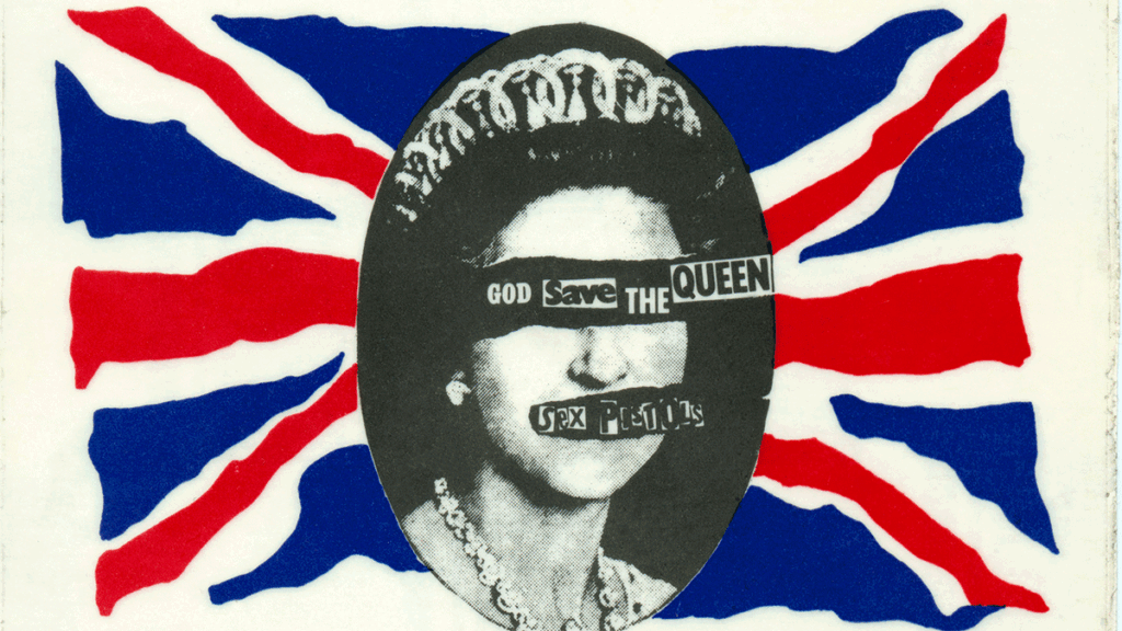 Artist Jamie Reid's single sleeve for the Sex Pistol's "God Save the Queen"