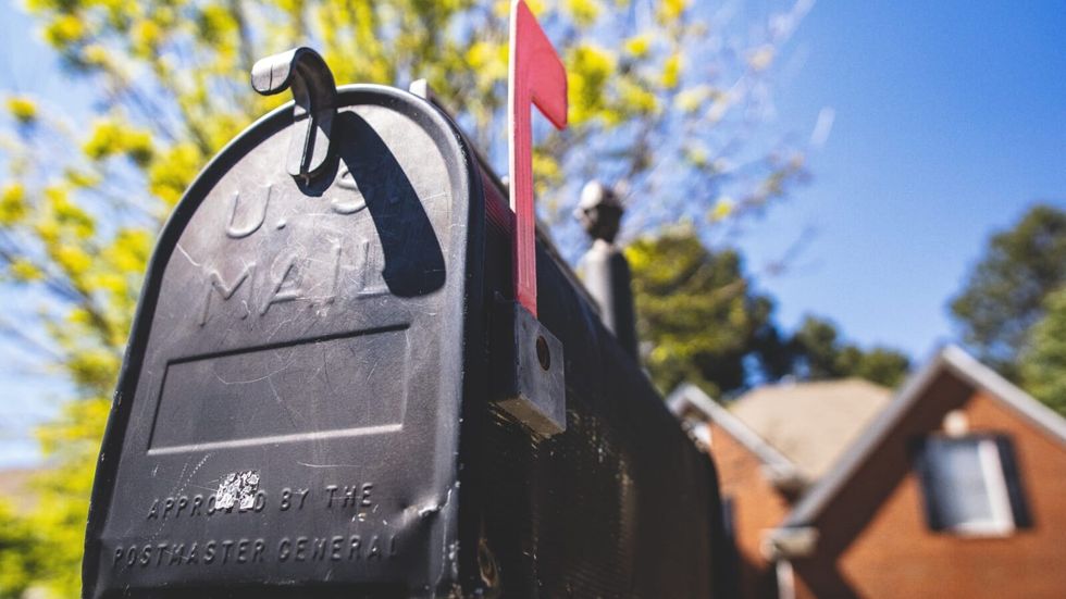 selective focus of a black mailbox