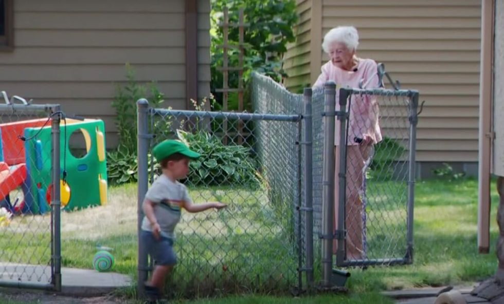 unlikely friendship between old woman and toddler