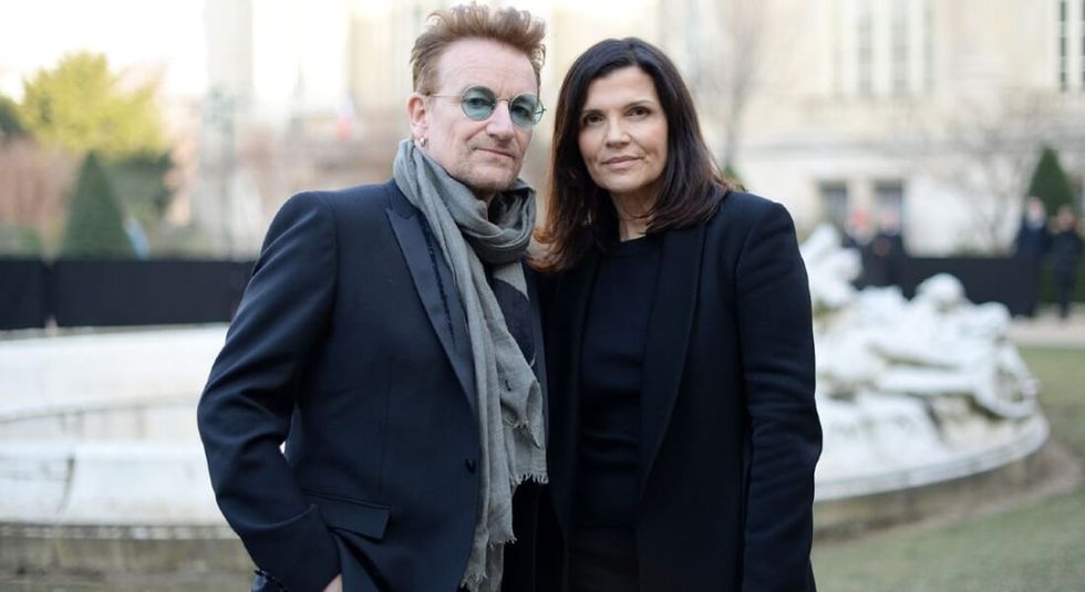 Bono and Ali Hewson posing while in Paris