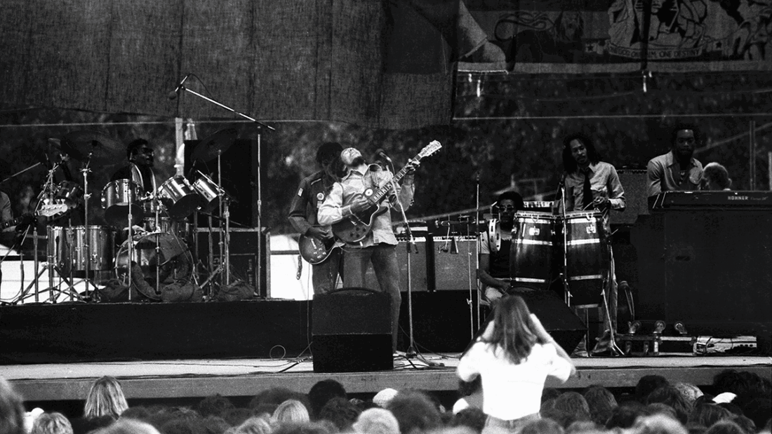 Bob Marley in concert in New Zealand, in 1973