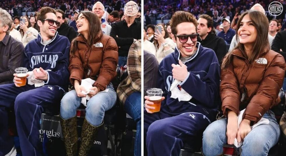 Pete Davidson and Emily Ratajkowski at the Knicks game.