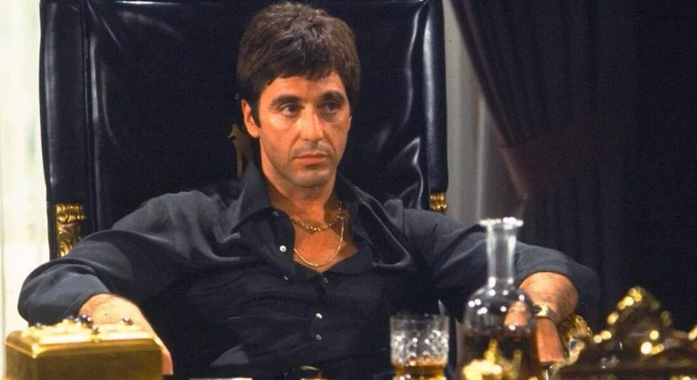 Al Pacino in a shot from the film Scarface.