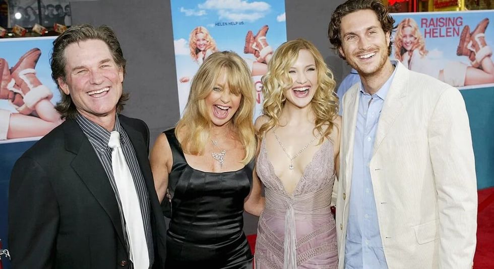 Kate Hudson with parents Kurt Russell and Goldie Hawn and brother Oliver Hudson.