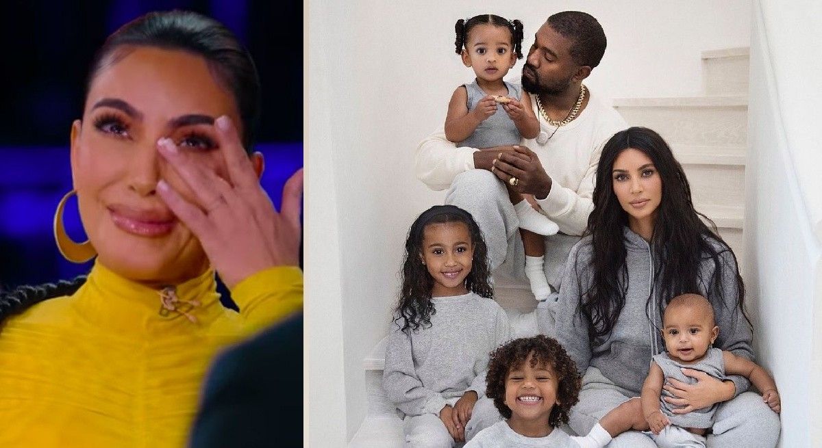 Kim Kardashian with Kanye West and family.