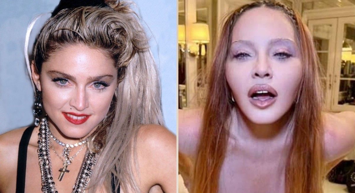 Madonna in 2023 and in 1999.