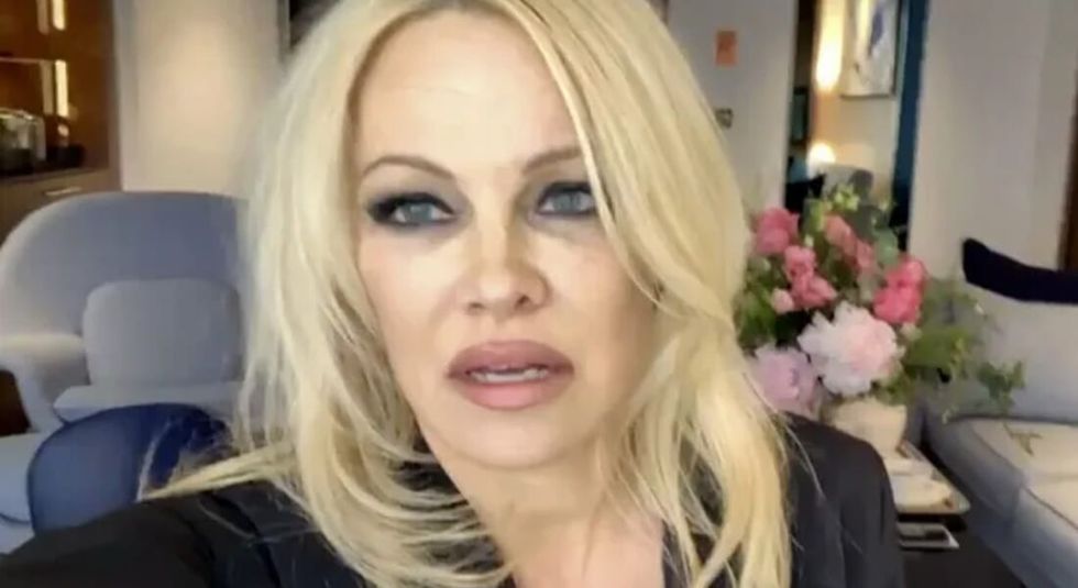 Pamela Anderson during a Zoom interview.