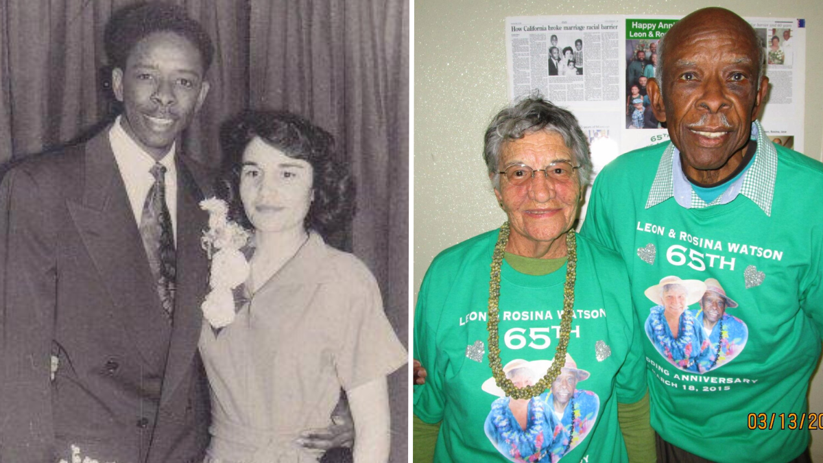 a black and white picture of a young couple and an elderly couple wearing green shirts