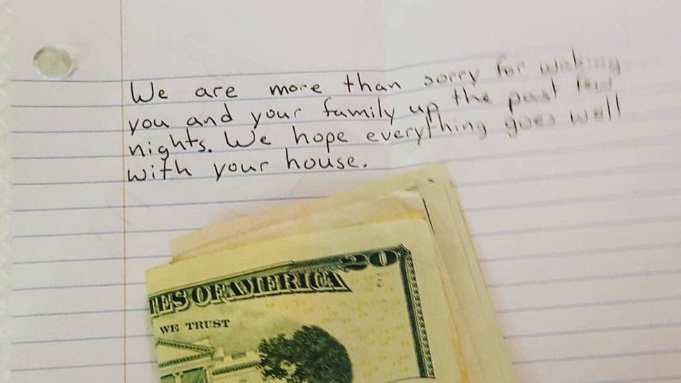 handwritten note with some money