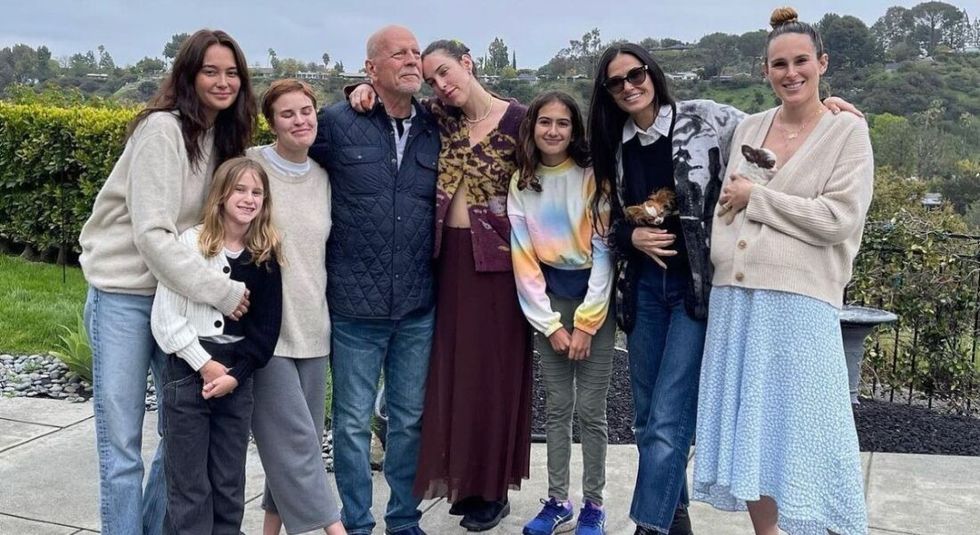 Bruce Willis with Demi Moore and their daughters.