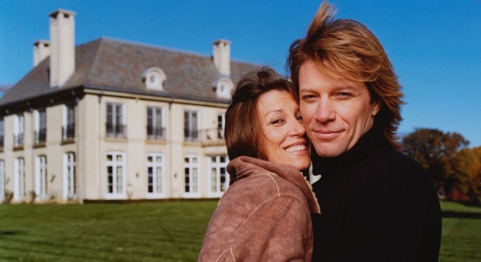 Jon Bon Jovi hugging wife Dorothea in Instagram post.