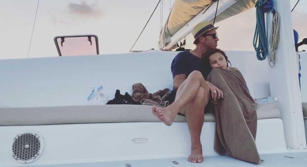 gal Gadot husband Jaron Versano cuddles with young daughter on boat.