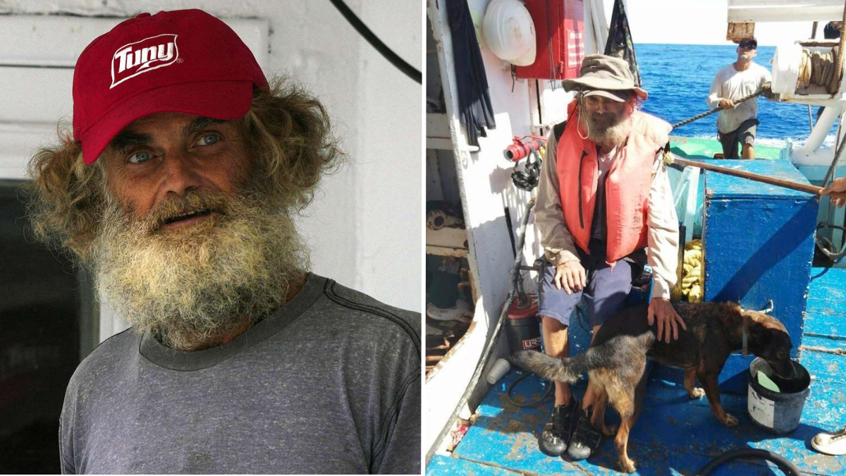 man with a beard and a man with his dog