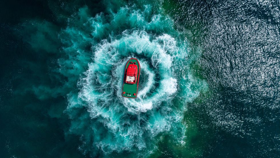 boat in the middle of the ocean