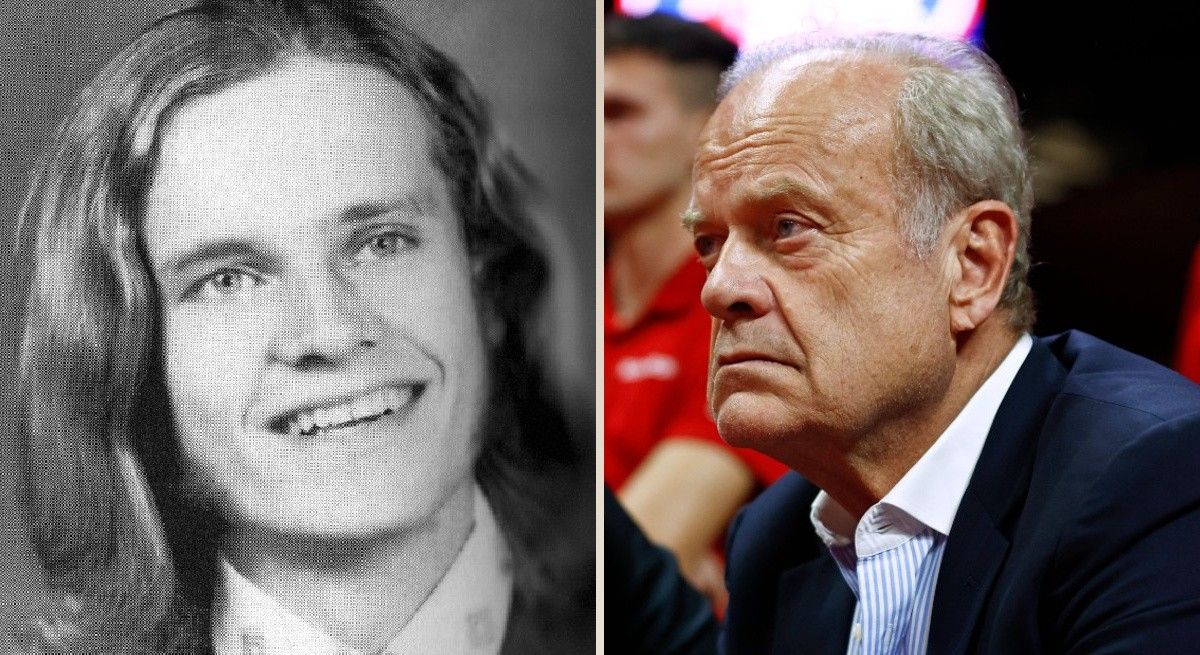 Kelsey Grammer as a young man, next to photo of his in Frasier
