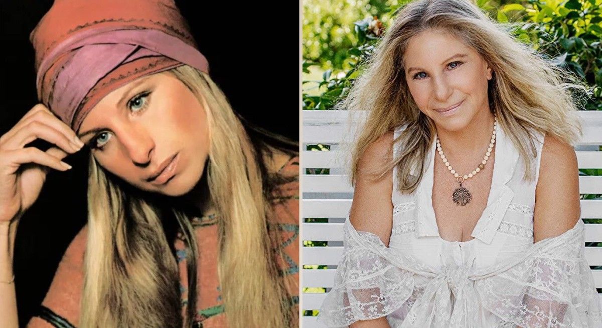 Barba Streisand in the 60s beside photo of her today.
