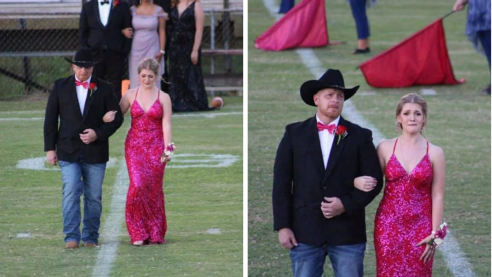 father and daughter at homecoming
