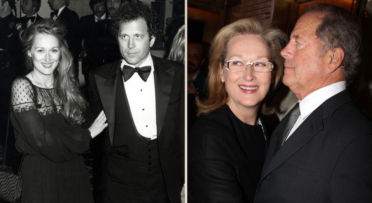 Meryl Streep and husband Don Gummer posing on the red carpet youn and today.