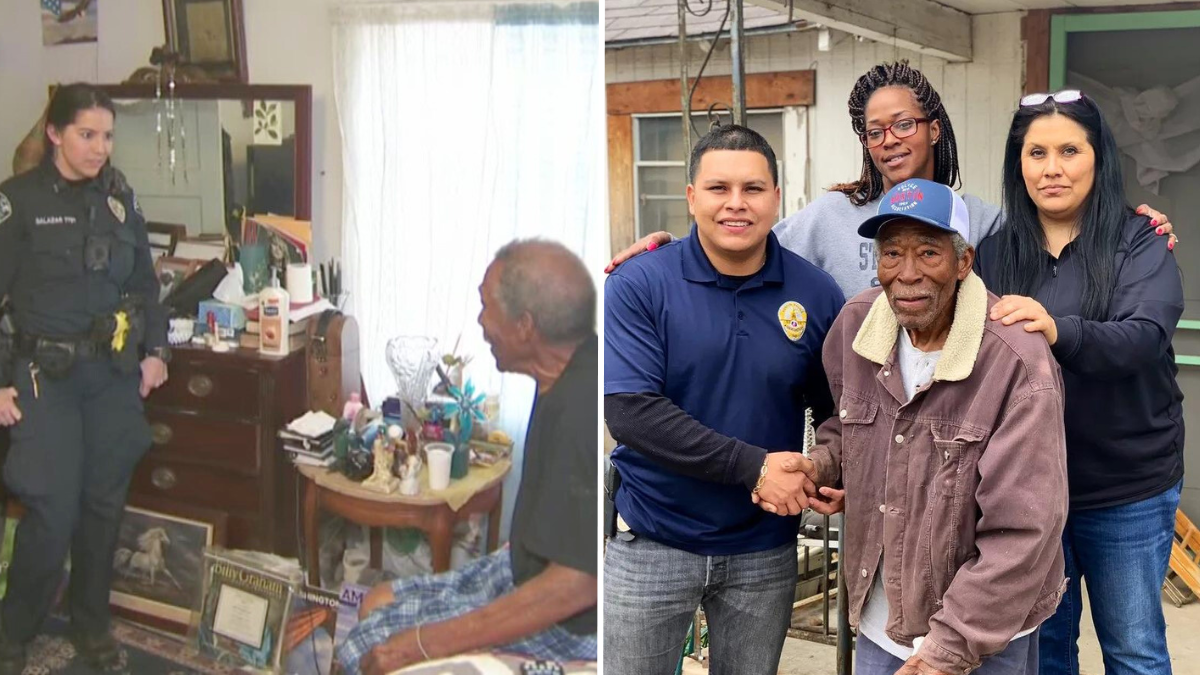 elderly veteran with police officer