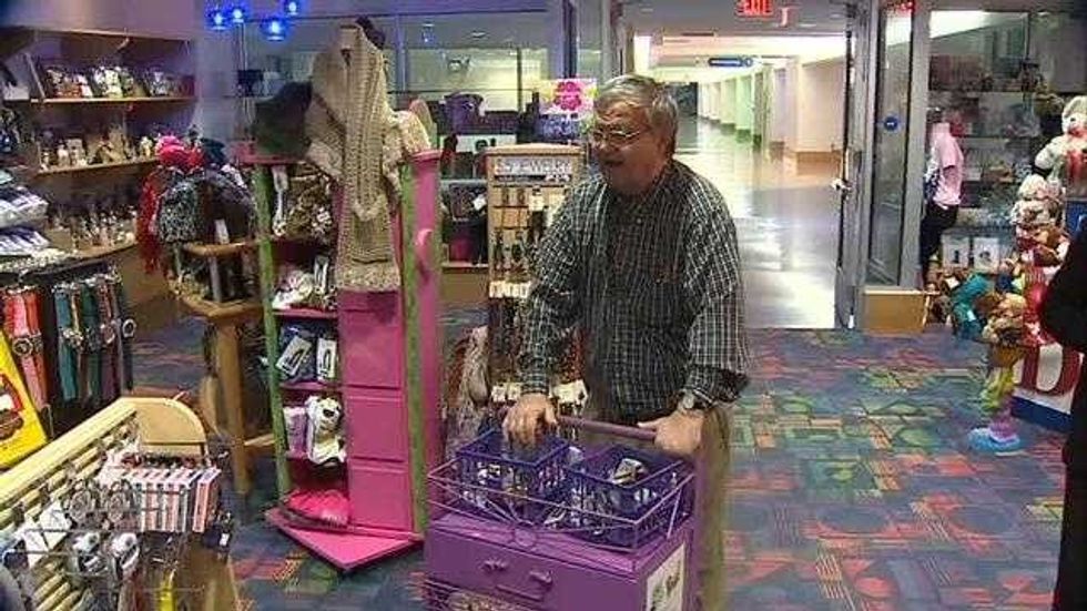 elderly man in a gift shop