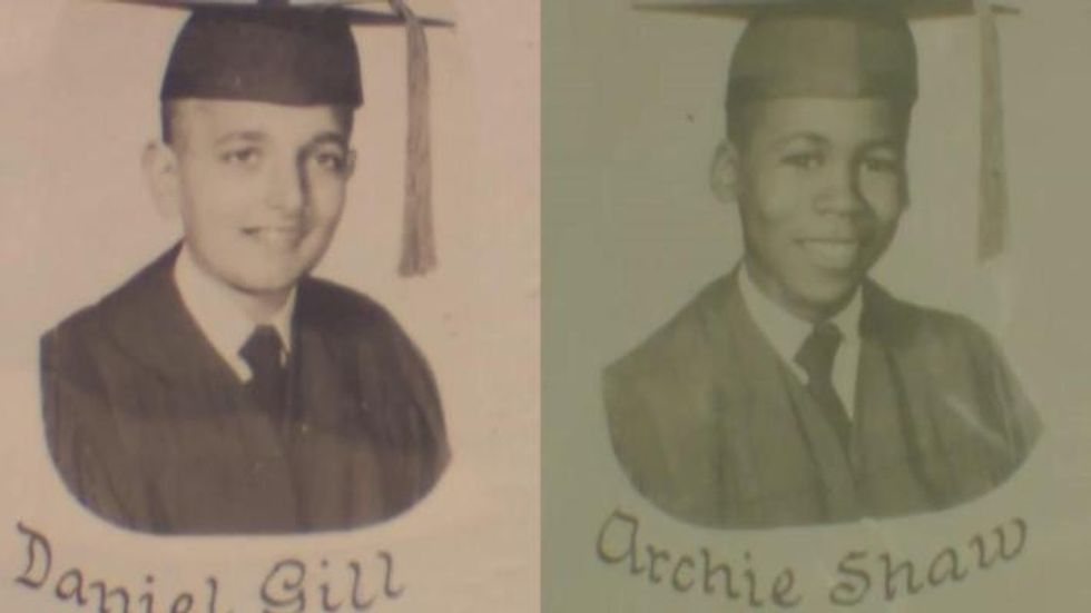 school photos of one black boy and one white boy
