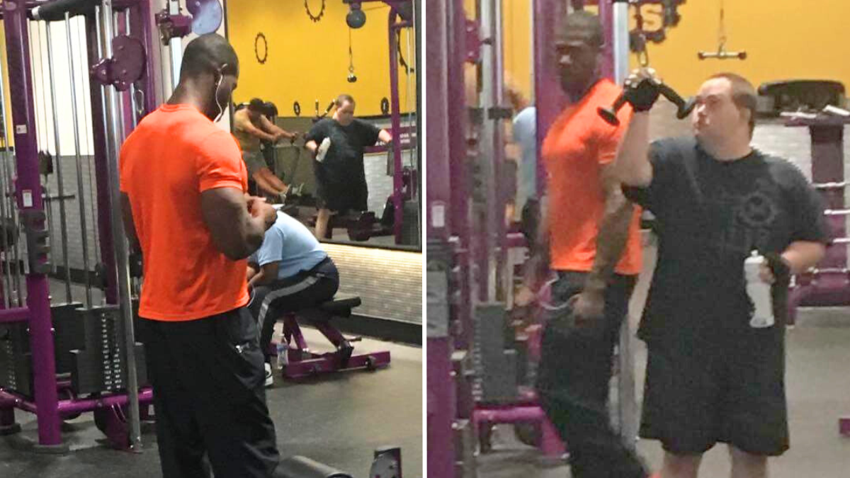 two men working out at the gym