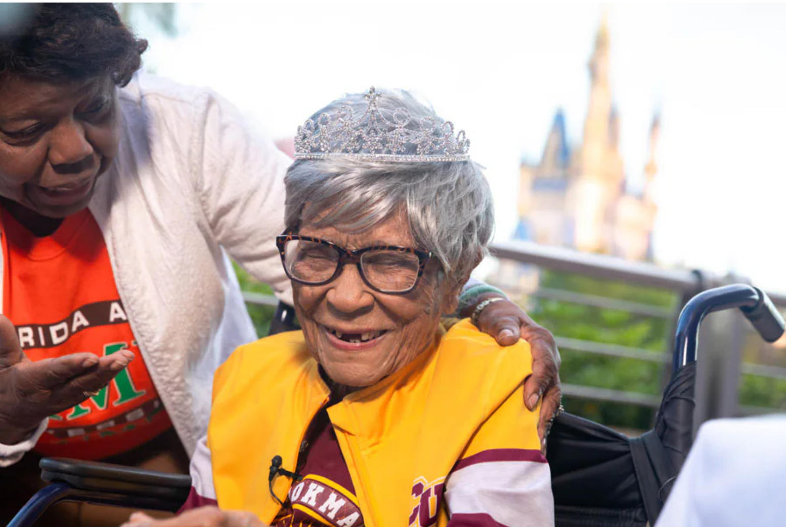 old woman celebrating her 106th birthday at Disney World