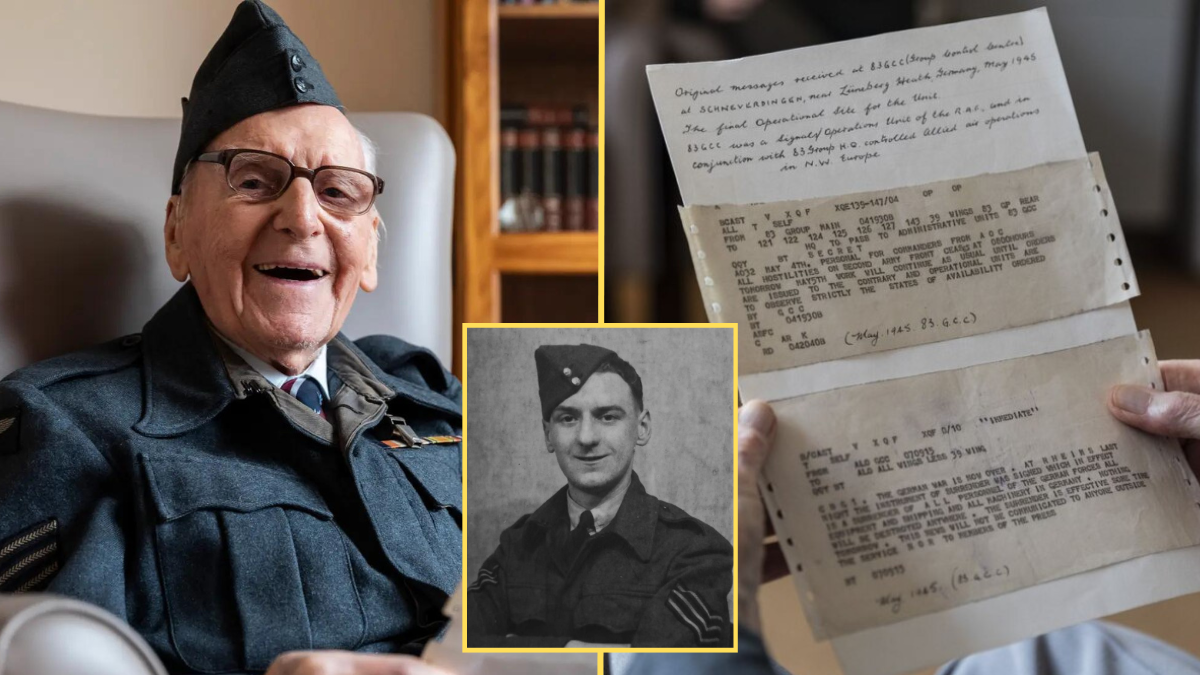 elderly veteran, a note and a black and white photo of a young man